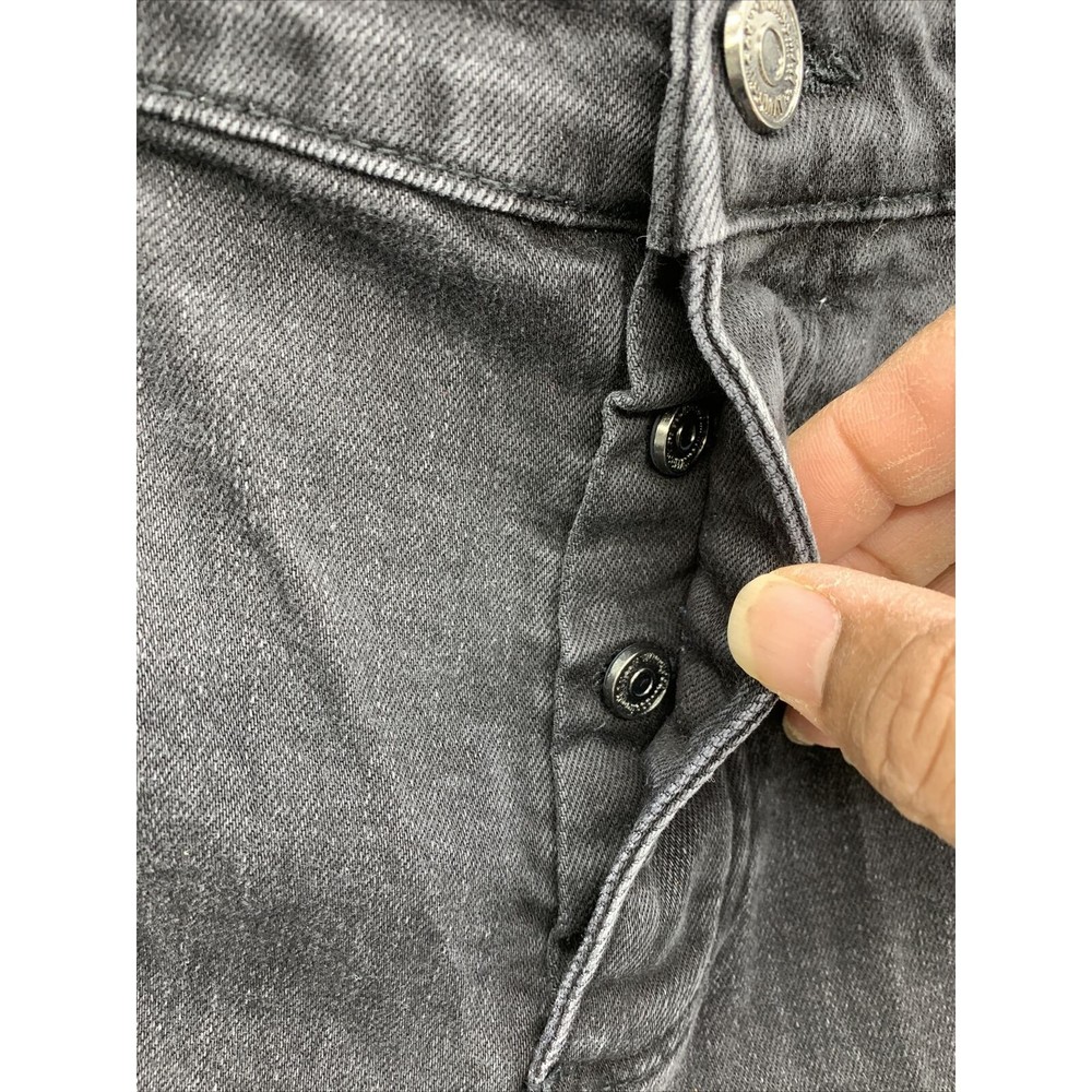 BooHoo MAN Denim Jeans Button Fly Embroidered Black Mens Size 36 Regular - Picture 3 of 14
